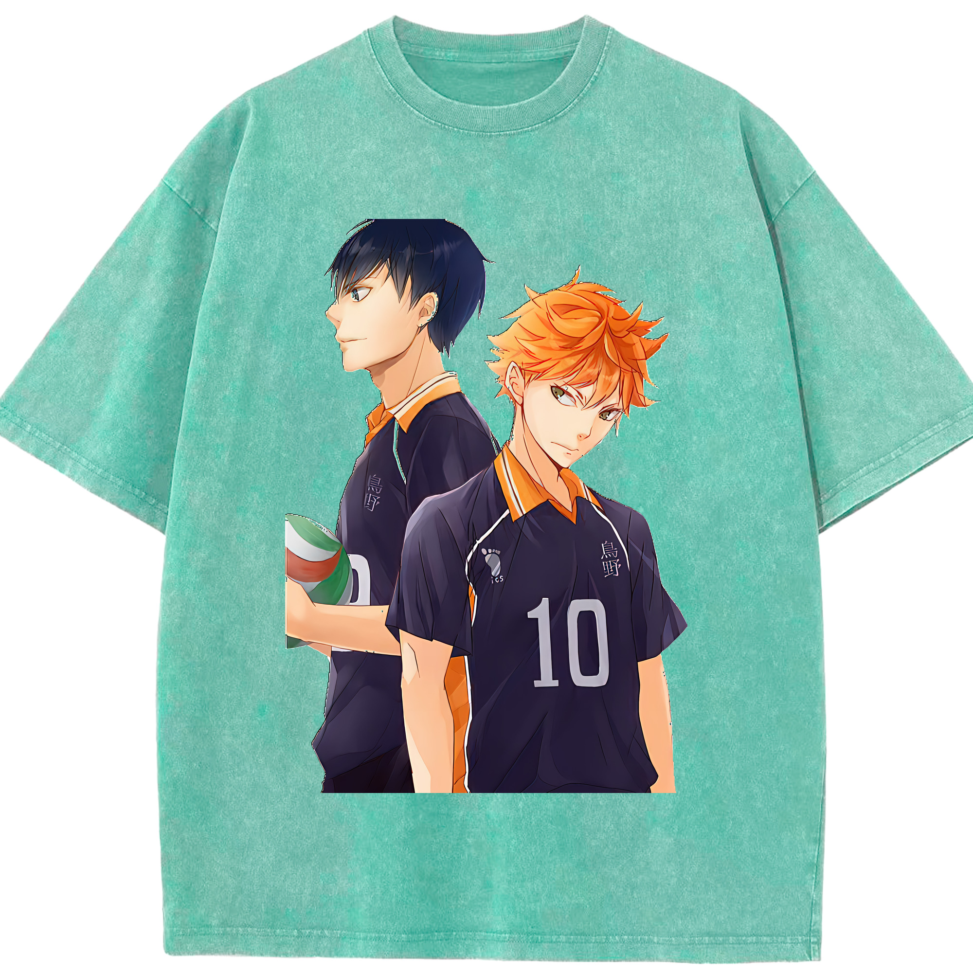 （画像用） ハイキュー!! Haikyu!! 綿100% ヴィンテージ風 半袖Tシャツ（フロントプリント）